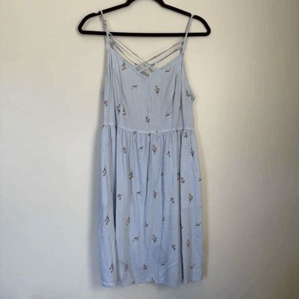 SO Blue Striped Floral Midi Dress